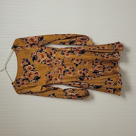 Free People women's morning light floral ruched dress sz 2. Fall New With Tags - Picture 5 of 7